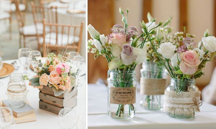 Decoración de bodas: Arreglos florales para centros de mesa