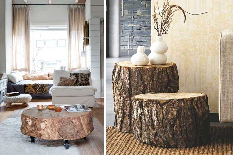 Muebles con troncos de madera - Decofilia